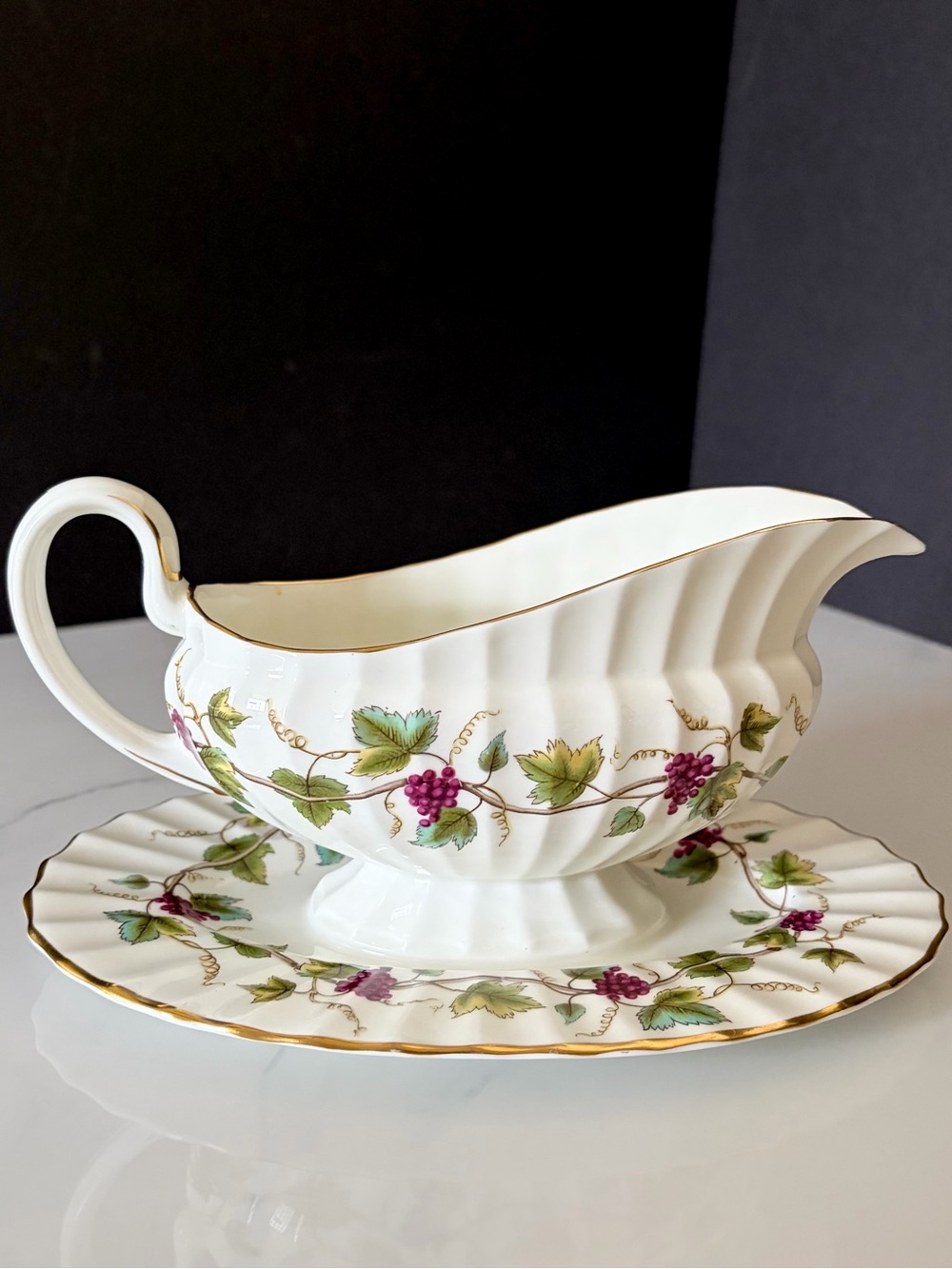 Bacchanal Gravy Sauce Boat with Attatched Underplate by Royal Worcester